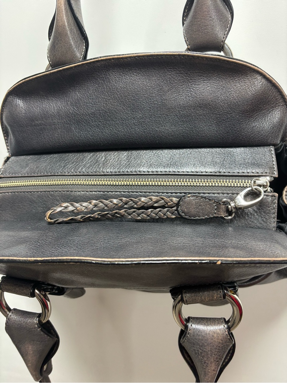 Danier Dark Brown Braided-Accent Shoulder Satchel - Picture 9 of 11